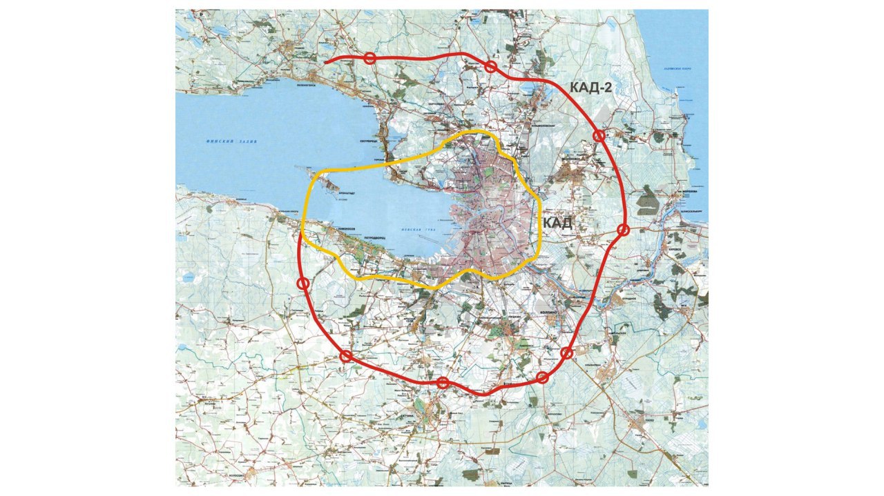 Вторая кольцевая автодорога в санкт петербурге схема