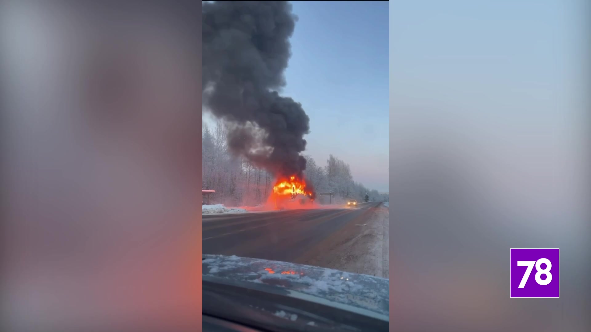 Автобус с пассажирами загорелся на ходу возле города Пикалево | 78.ru