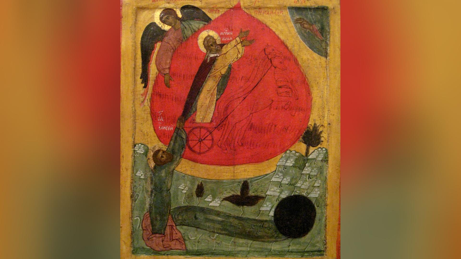 Огненное восхождение Ильи-пророка на Небеса. Нижегородская школа, кон. XV — нач. XVI веков/ Фото: общественное достояние