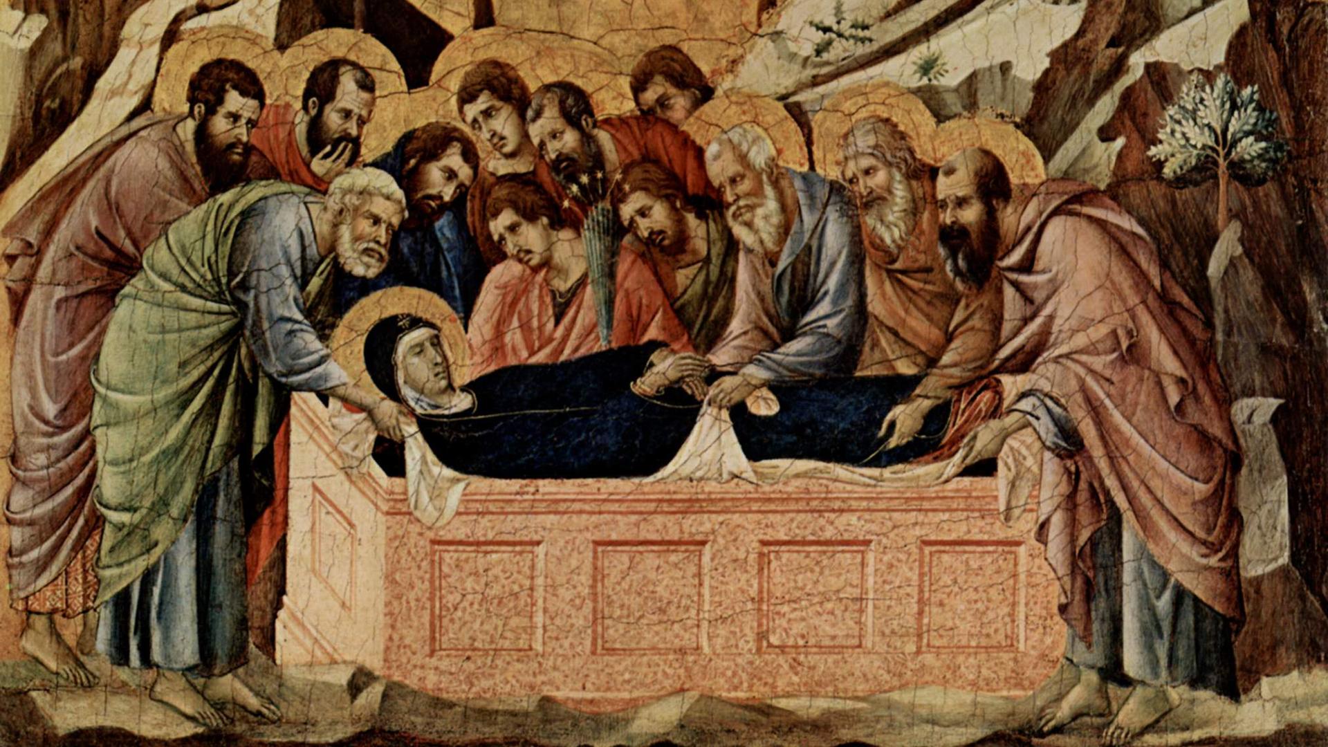 Погребение Богородицы (Дуччо ди Буонинсенья, Маэста, 1308—1311)/ Фото: Общественное достояние