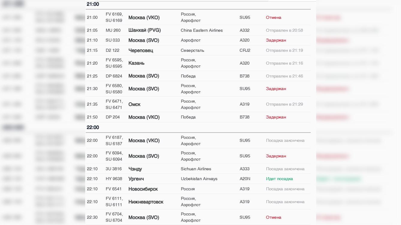 Фото: онлайн-табло Пулково