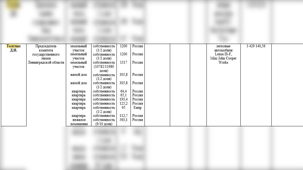 Последняя декларация Толстых от 2021-го - тут же и кипрская недвижимость / скриншот документа gz.lenobl.ru